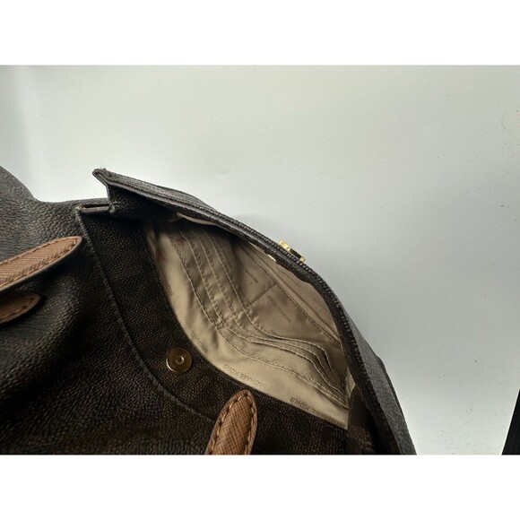 MICHAEL KORS Jet Set Medium Top Zip Signature Logo Tote Brown Luggage - Picture 10 of 10